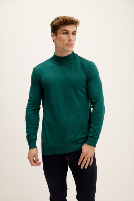 Men's Mock-Neck Sweater - Green | Ron Tomson