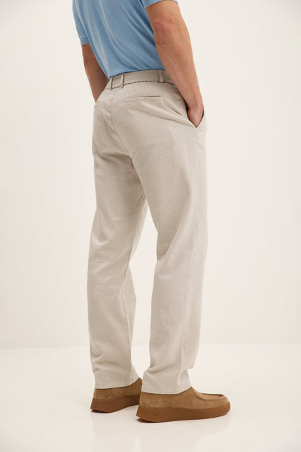 Men's Relaxed Cotton Drawstring Pants - Beige | Ron Tomson