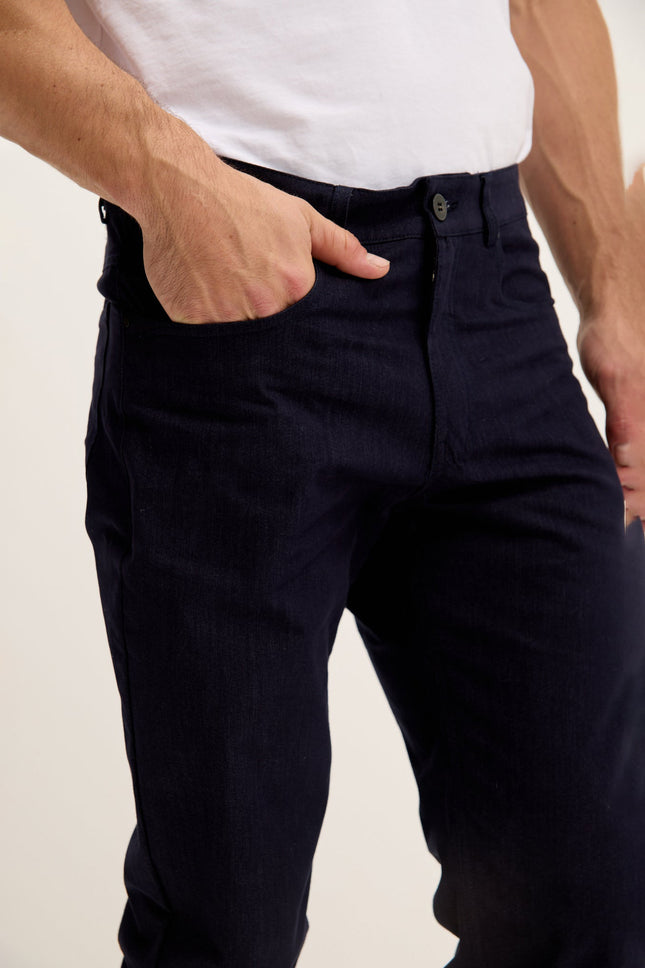 Men's Lightweight 5-Pocket Cotton Pants - Navy | Ron Tomson