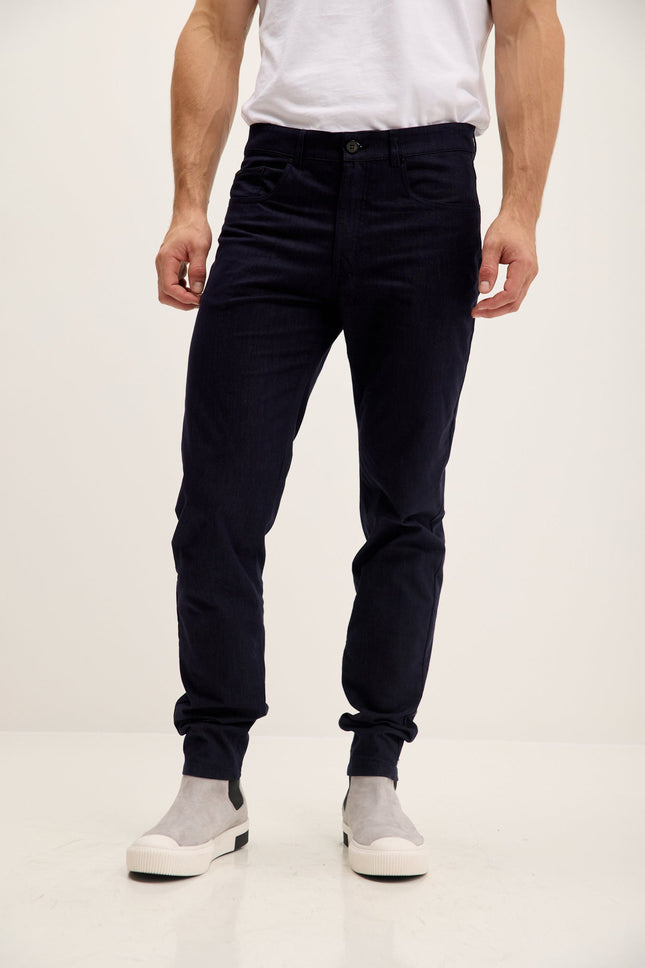 Men's Lightweight 5-Pocket Cotton Pants - Navy | Ron Tomson