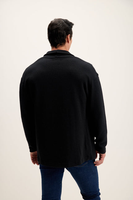 Men's Open-Front Cardigan - Black | Ron Tomson