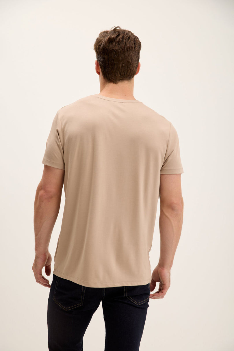 Men's Fitted Lightweight T-Shirt - Light Brown | Ron Tomson