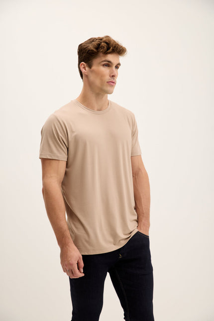 Men's Fitted Lightweight T-Shirt - Light Brown | Ron Tomson