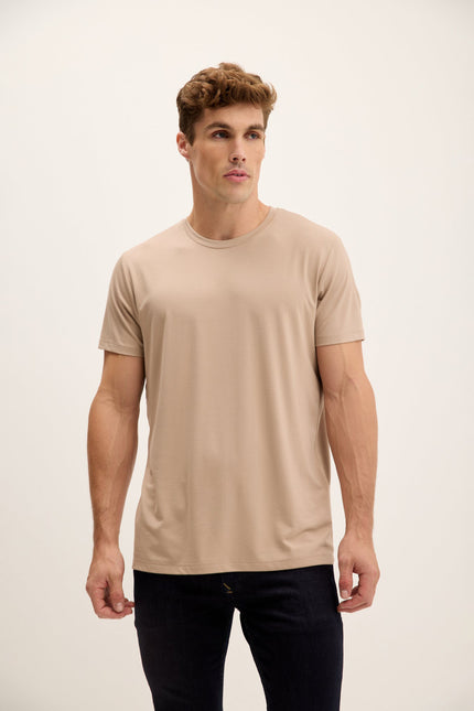 Men's Fitted Lightweight T-Shirt - Light Brown | Ron Tomson