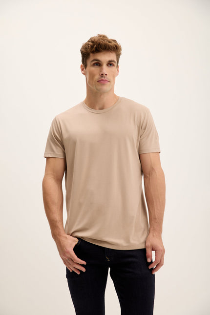 Men's Fitted Lightweight T-Shirt - Light Brown | Ron Tomson