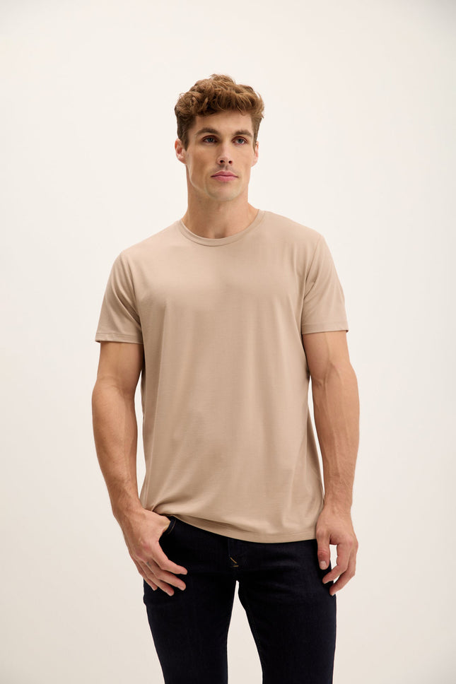 Men's Fitted Lightweight T-Shirt - Light Brown | Ron Tomson