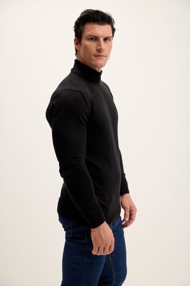Turtleneck Knit Sweater - Black