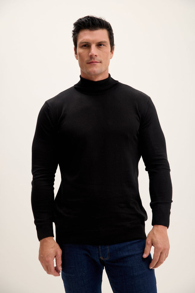 Turtleneck Knit Sweater - Black