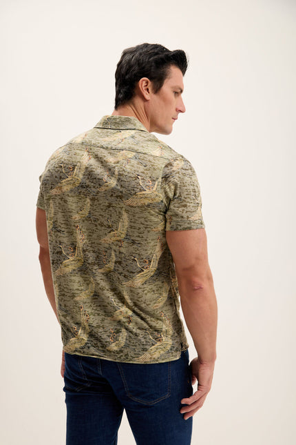 Men's Floral Lightweight Shirt - Stork Green | Ron Tomson