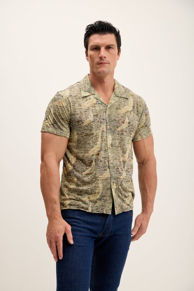 Floral Lightweight Shirt - Stork Green