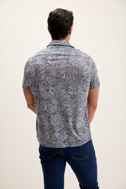 Men's Collared Lightweight Shirt - Peacock Navy | Ron Tomson