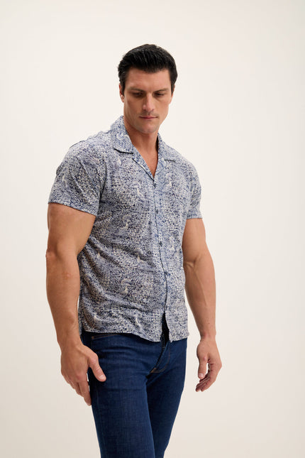 Men's Collared Lightweight Shirt - Peacock Navy | Ron Tomson