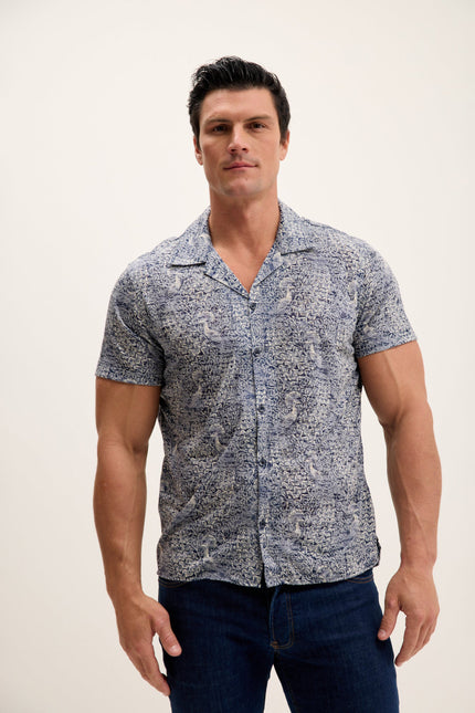 Men's Collared Lightweight Shirt - Peacock Navy | Ron Tomson