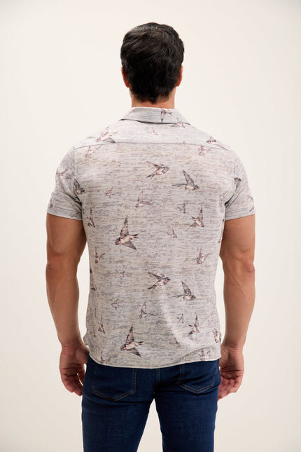 Men's Floral Short-Sleeve Shirt - Sparrow Stone | Ron Tomson