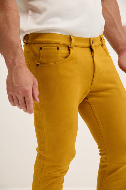 Men's Microsuede Lightweight Tapered Pants - Mustard | Ron Tomson