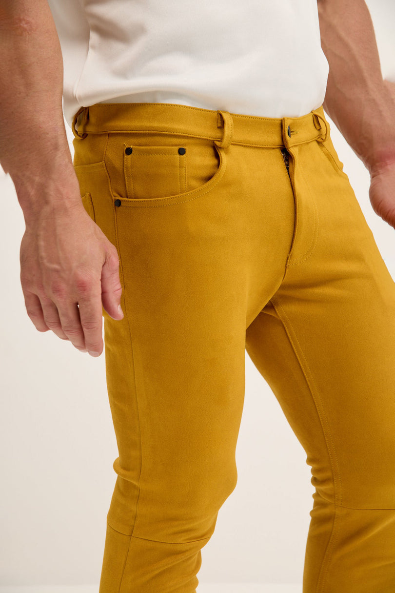 Men's Microsuede Lightweight Tapered Pants - Mustard | Ron Tomson