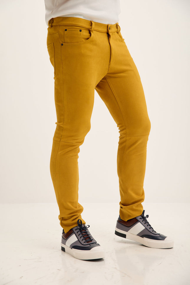Microsuede Lightweight Tapered Pants - Mustard