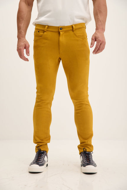 Men's Microsuede Lightweight Tapered Pants - Mustard | Ron Tomson