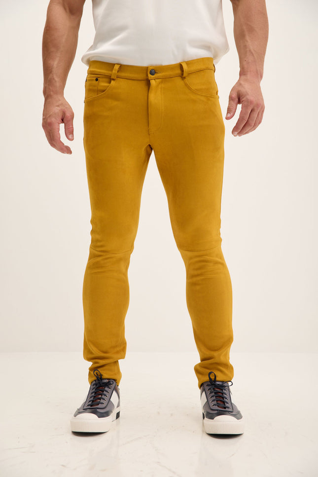 Microsuede Lightweight Tapered Pants - Mustard