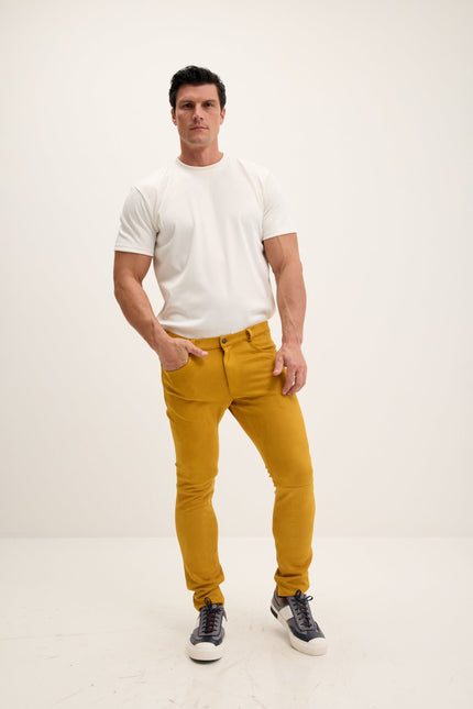 Men's Microsuede Lightweight Tapered Pants - Mustard | Ron Tomson