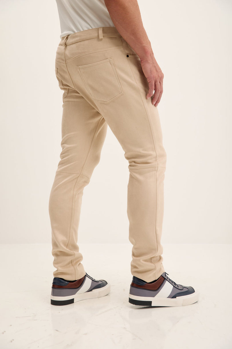 Men's Microsuede Tapered Pants - Off-White | Ron Tomson