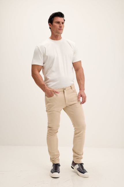 Men's Microsuede Tapered Pants - Off-White | Ron Tomson