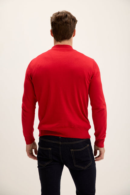 Men's Mock-Neck Sweater - Red | Ron Tomson