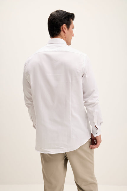 Men's Front Stud Tuxedo Shirt - White | Ron Tomson