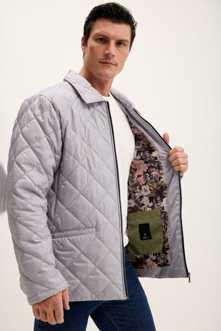 Men's Light Padded Puffer Jacket - Grey | Ron Tomson