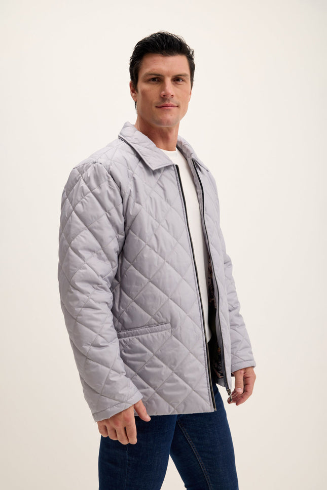 Men's Light Padded Puffer Jacket - Grey | Ron Tomson