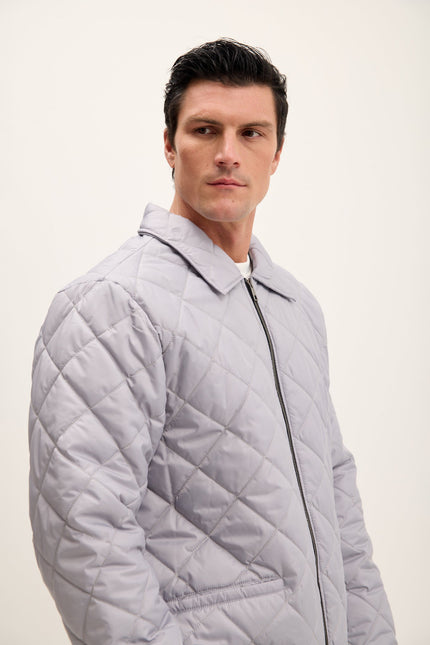 Men's Light Padded Puffer Jacket - Grey | Ron Tomson