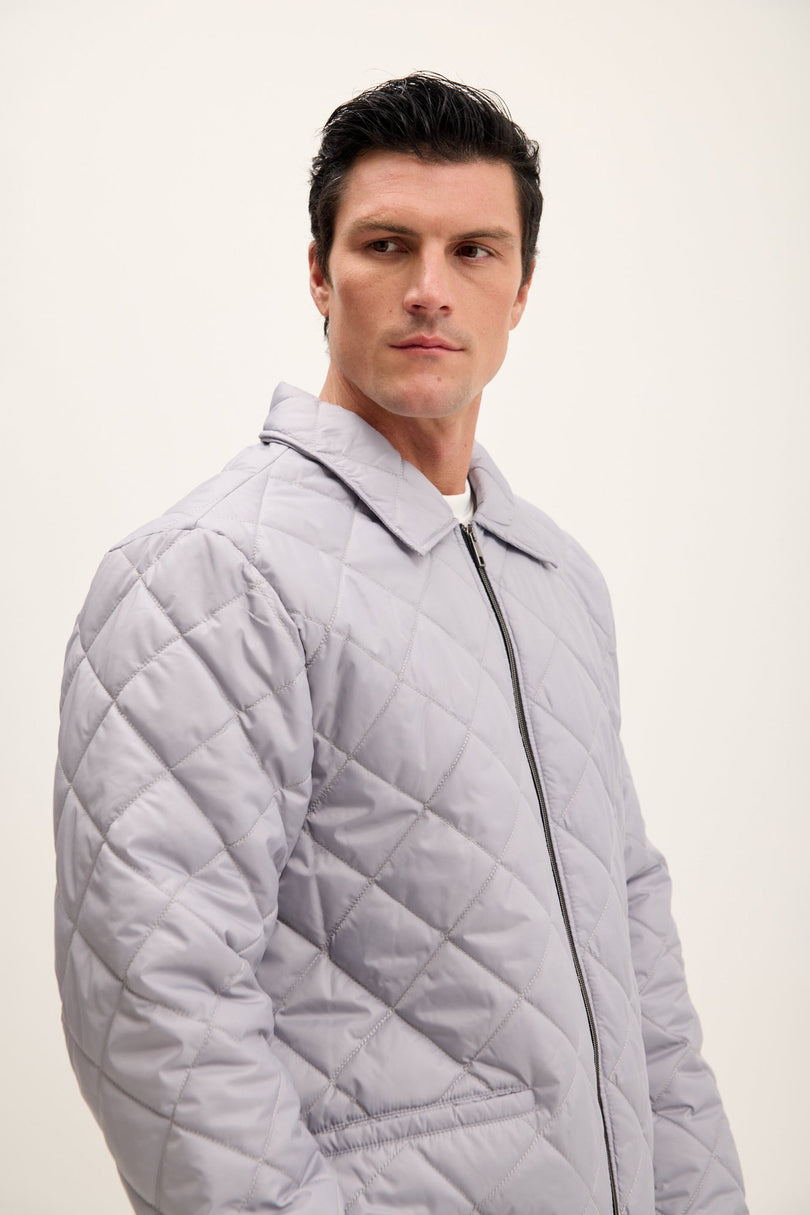 Men's Light Padded Puffer Jacket - Grey | Ron Tomson