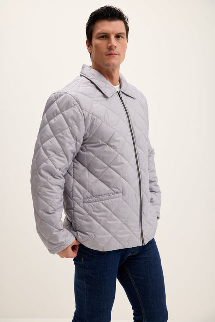 Men's Light Padded Puffer Jacket - Grey | Ron Tomson