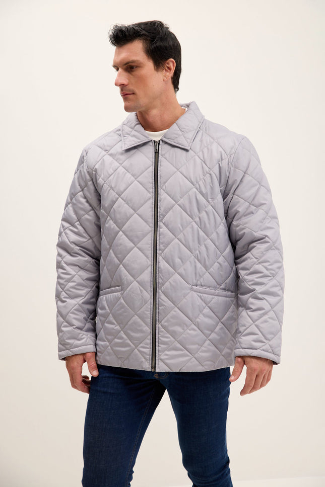 Men's Light Padded Puffer Jacket - Grey | Ron Tomson