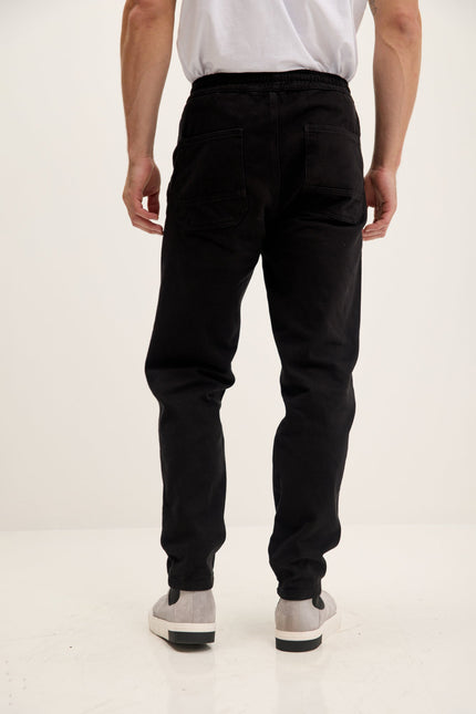Men's Straight Tapered Cotton Pants - Black | Ron Tomson