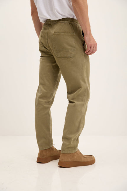 Men's Straight Tapered Cotton Pants - Khaki | Ron Tomson