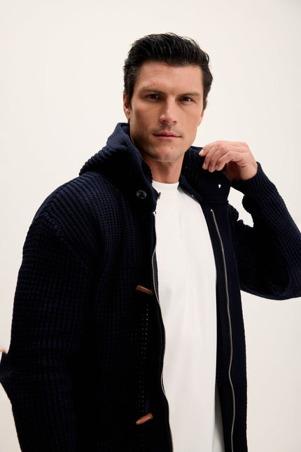 Men's Hooded Cardigan - Navy | Ron Tomson
