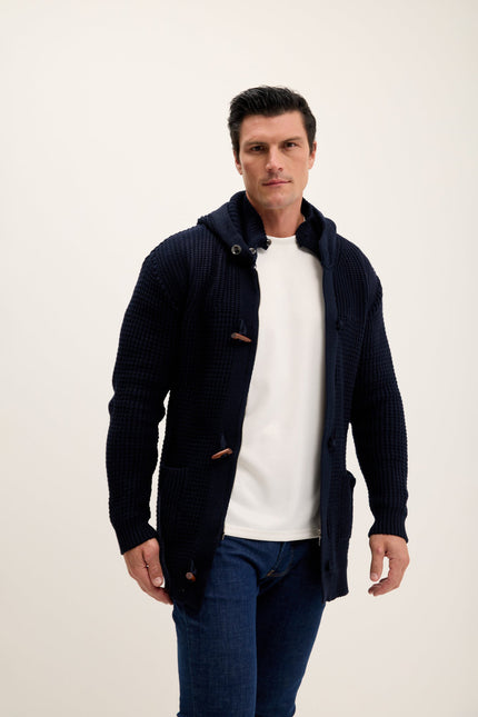 Men's Hooded Cardigan - Navy | Ron Tomson