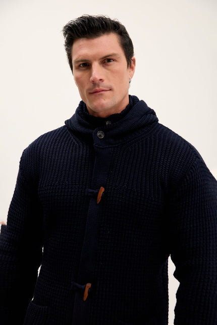 Men's Hooded Cardigan - Navy | Ron Tomson