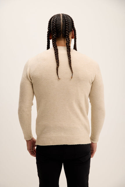 Men's Crew-Neck Sweater - Stone | Ron Tomson