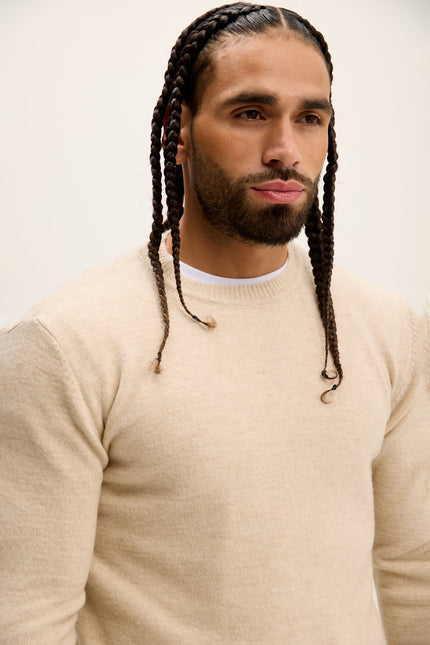 Men's Crew-Neck Sweater - Stone | Ron Tomson