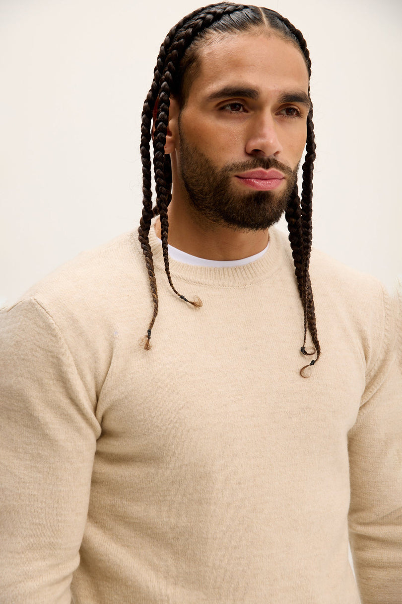 Men's Crew-Neck Sweater - Stone | Ron Tomson