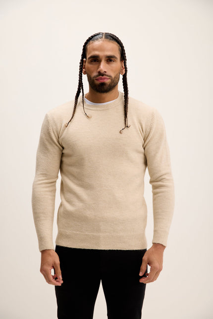 Men's Crew-Neck Sweater - Stone | Ron Tomson