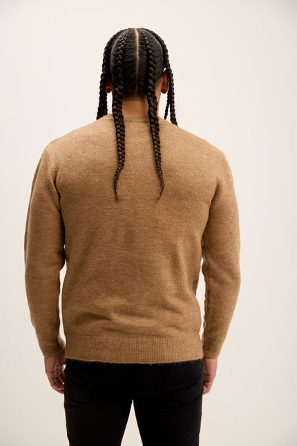 Men's Crew-Neck Sweater - Camel | Ron Tomson