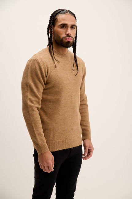 Men's Crew-Neck Sweater - Camel | Ron Tomson