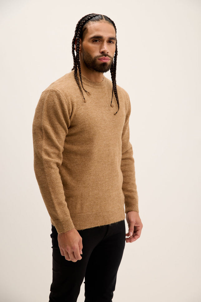 Men's Crew-Neck Sweater - Camel | Ron Tomson