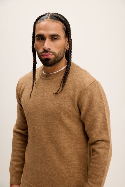 Men's Crew-Neck Sweater - Camel | Ron Tomson
