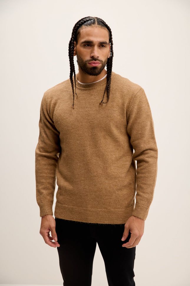 Men's Crew-Neck Sweater - Camel | Ron Tomson