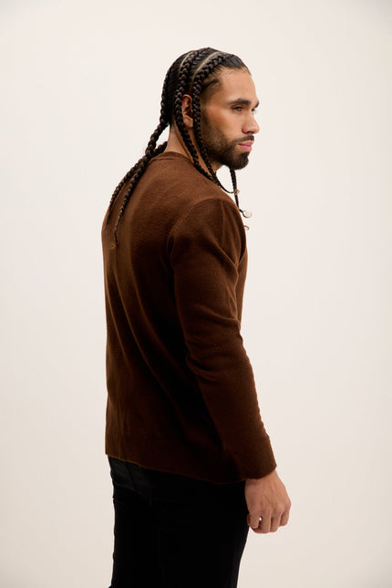 Men's Pullover Crew-Neck Sweater - Brown | Ron Tomson