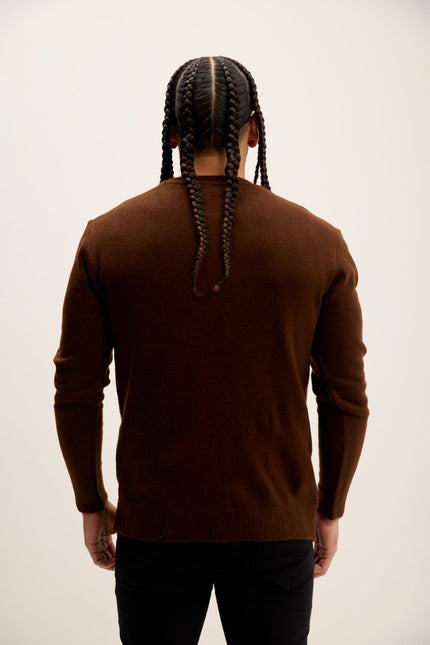 Men's Pullover Crew-Neck Sweater - Brown | Ron Tomson